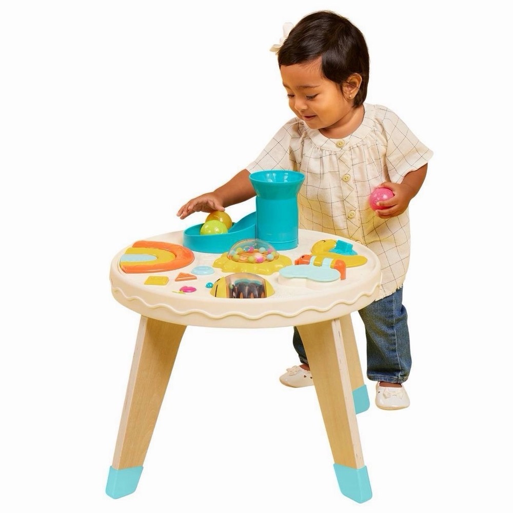 B. play Baby Activity Table Lights Sounds 7 Educational Activities Sturdy Wood